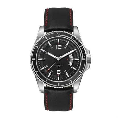 42.5MM STEEL SILVER CASE, 3 HAND MVMT, BLACK DIAL,...