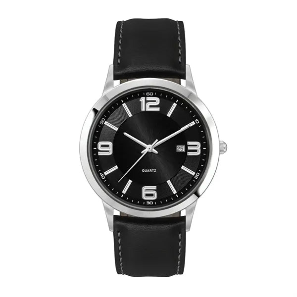 43MM STEEL SILVER CASE, 3 HAND MVMT, BLACK DIAL, D...