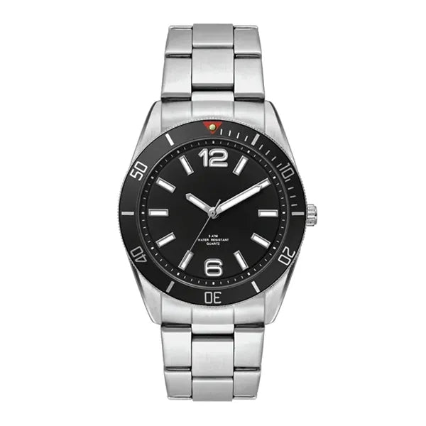 22MM METAL MATTE SILVER CASE, 3 HAND MVMT, BLACK D...