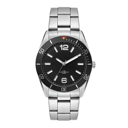 22MM METAL MATTE SILVER CASE, 3 HAND MVMT, BLACK D...