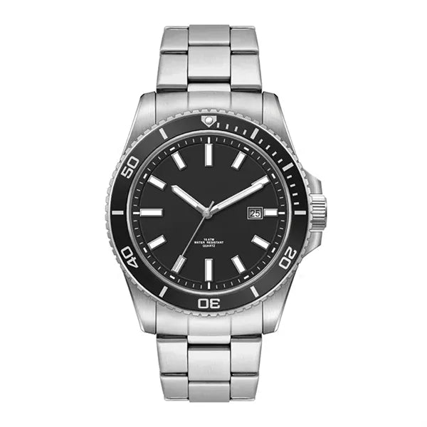 42.5MM STEEL SILVER CASE, 3 HAND MVMT, BLACK DIAL,...