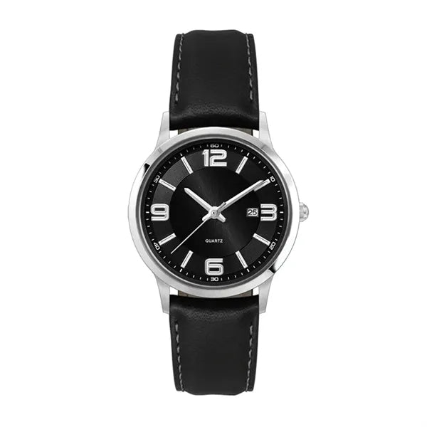 22MM STEEL SILVER CASE, 3 HAND MVMT, BLACK DIAL, D...