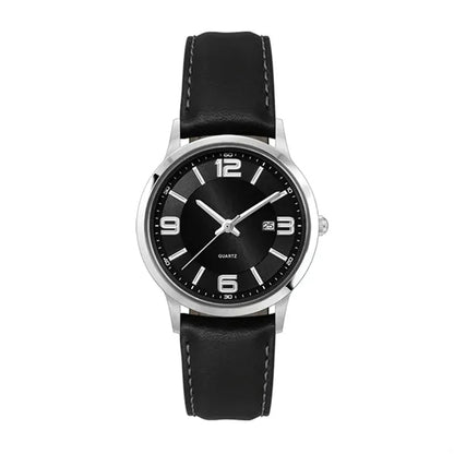 22MM STEEL SILVER CASE, 3 HAND MVMT, BLACK DIAL, D...