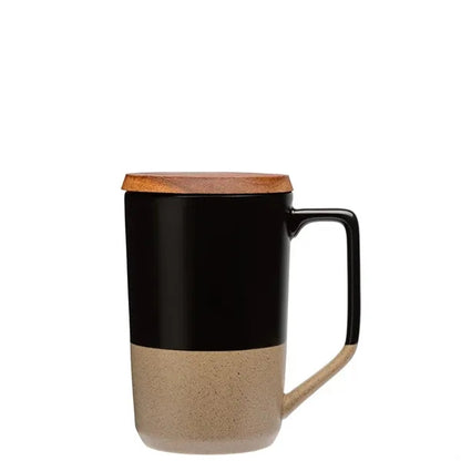 Mogiana 15 oz. Two-Tone Ceramic Mug w/ Wood Lid