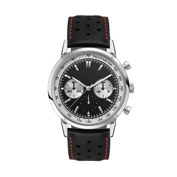 42MM METAL SILVER CASE, CHRONOGRAPH MVMT, BLACK DI...
