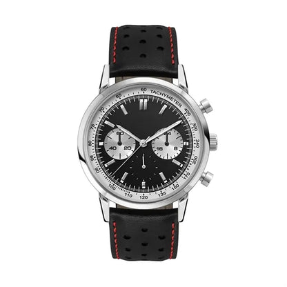 42MM METAL SILVER CASE, CHRONOGRAPH MVMT, BLACK DI...