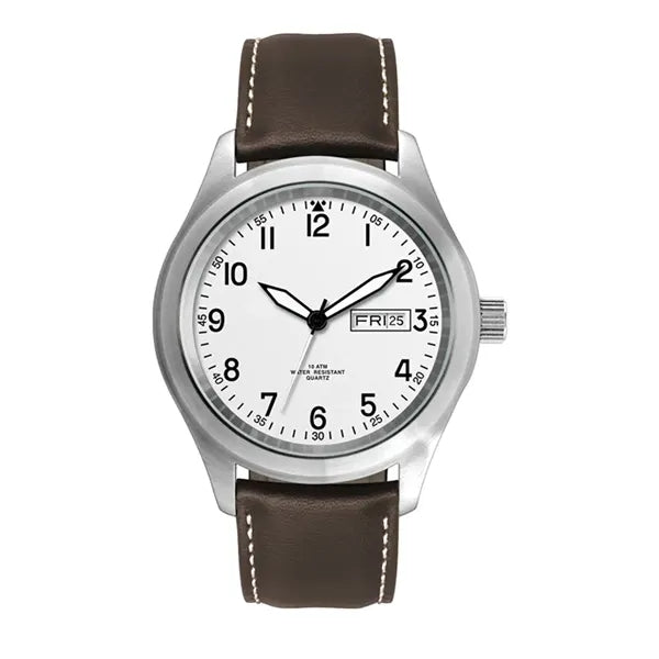 44MM STEEL MATTE SILVER CASE, 3 HAND MVMT, WHITE D...