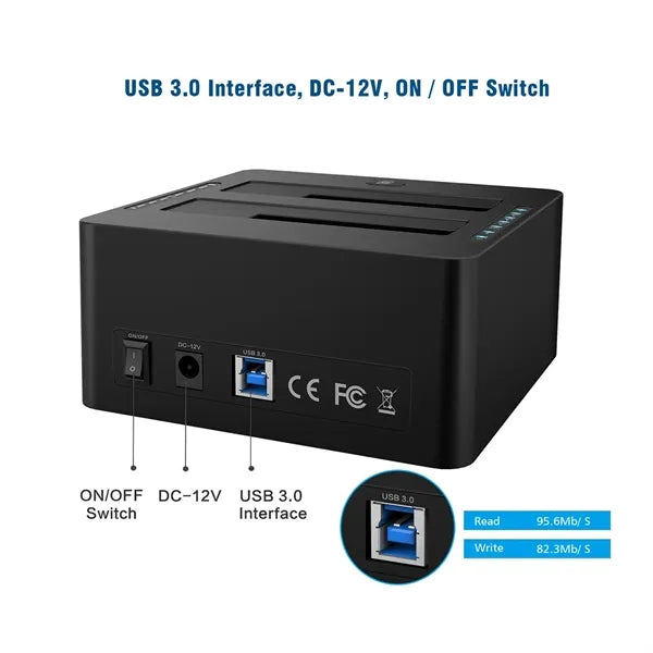 Dual-Bay Hard Drive Docking Station, With Offine Clone, UASP