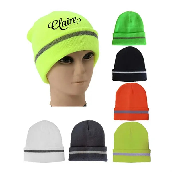 Enhanced Visibility Beanie With Reflective Stripe