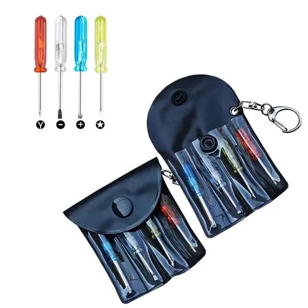 Portable 4-Piece Screwdriver Set With Carry Pouch
