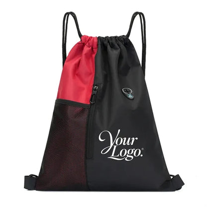 Drawstring Backpack With Headphone Jack And Side Mesh