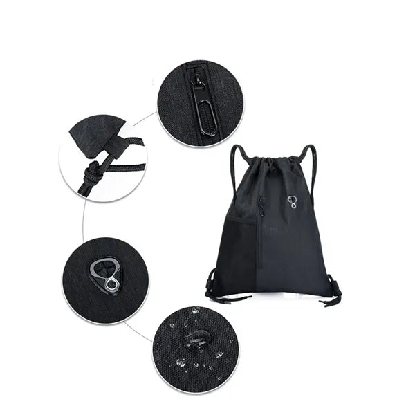 Drawstring Backpack With Headphone Jack And Side Mesh