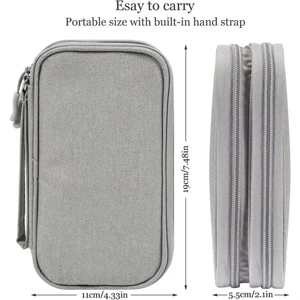 Double Layer Portable Electronics Travel Organizer