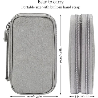 Double Layer Portable Electronics Travel Organizer