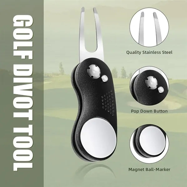 Golf Divot Tool With Magnetic Ball Marker