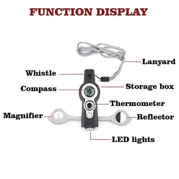 7-in-1 Emergency Whistle with Lanyard