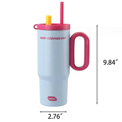 24oz Colorful Insulated Mug with Handle Dual Lid