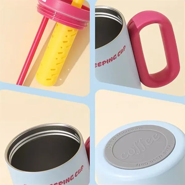 24oz Colorful Insulated Mug with Handle Dual Lid
