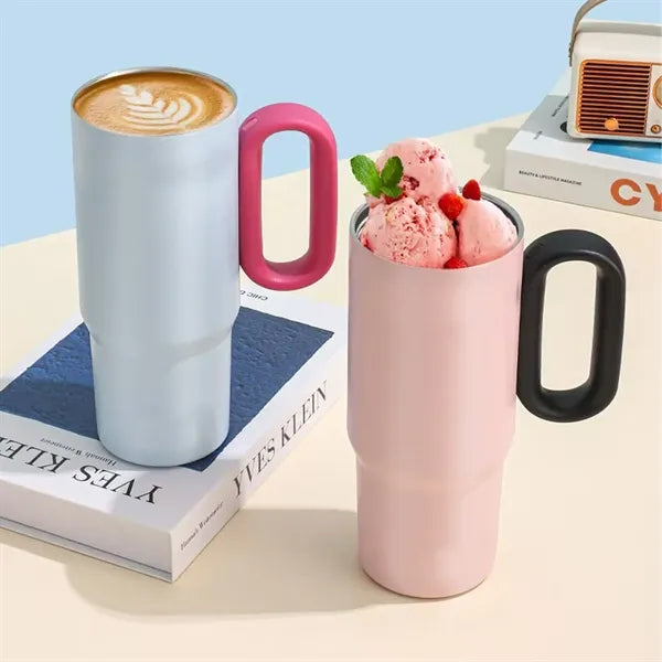 24oz Colorful Insulated Mug with Handle Dual Lid