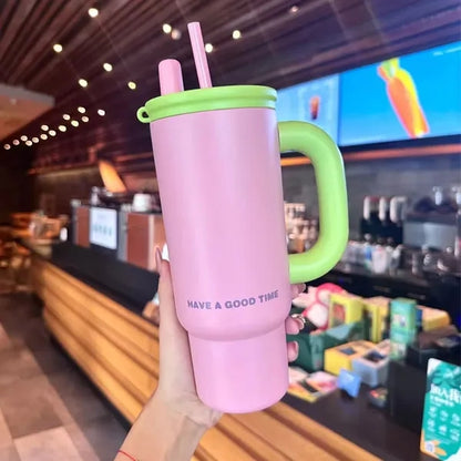 24oz Colorful Insulated Mug with Handle Dual Lid