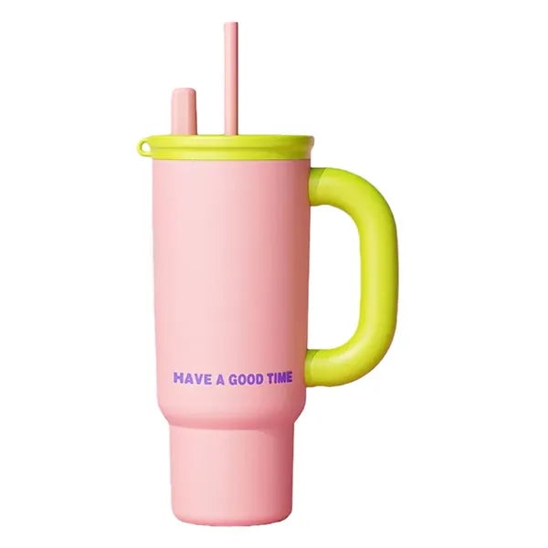 24oz Colorful Insulated Mug with Handle Dual Lid