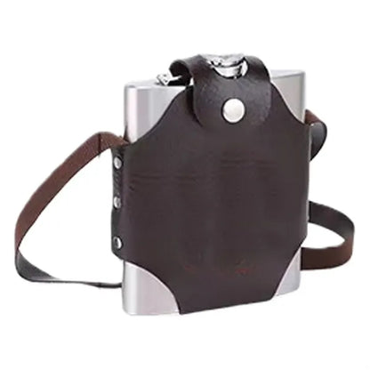Stainless Steel Hip Flask with Leather Sleeve