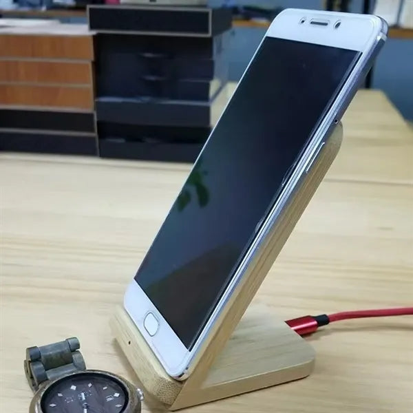 Custom Bamboo Stand Wireless Charger Eco Friendly Design