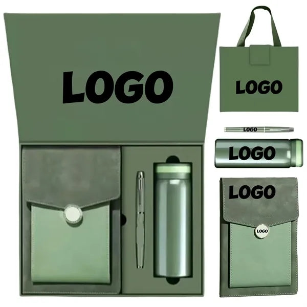 Gift Set With Notebook In PU Cover Pen And thermos cup