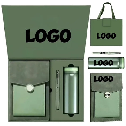 Gift Set With Notebook In PU Cover Pen And thermos cup