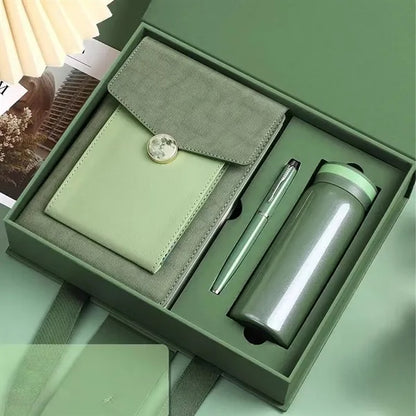 Gift Set With Notebook In PU Cover Pen And thermos cup
