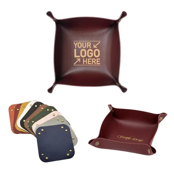PU Leather Valet Tray Jewelry Catchall