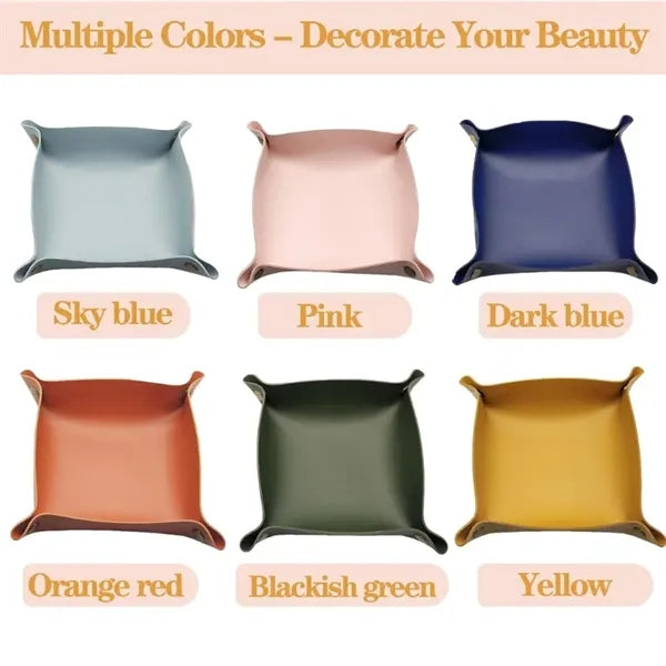 PU Leather Valet Tray Jewelry Catchall