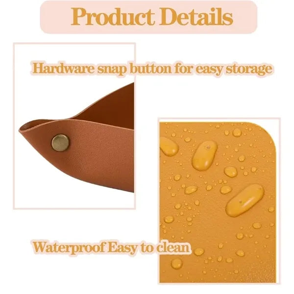 PU Leather Valet Tray Jewelry Catchall