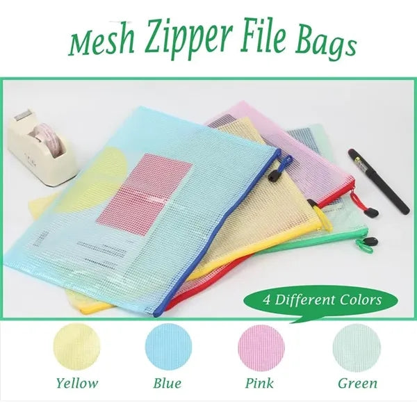 A4 Mesh Zipper Pouch Bags