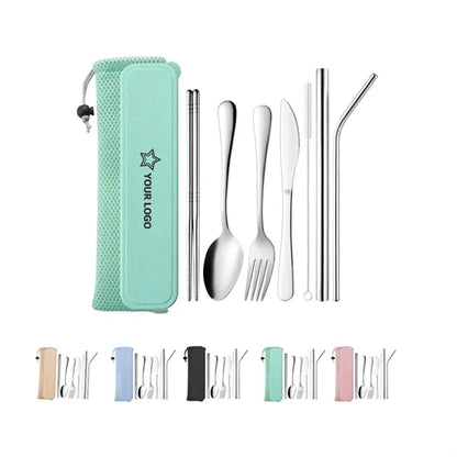 Portable 7 pcs Stainless Steel Cutlery Set
