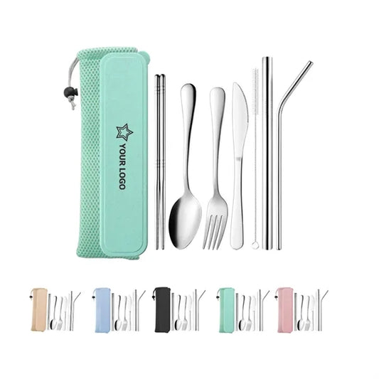 Portable 7 pcs Stainless Steel Cutlery Set