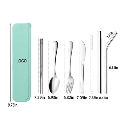 Portable 7 pcs Stainless Steel Cutlery Set