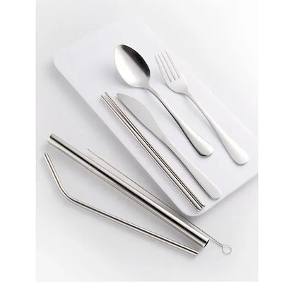 Portable 7 pcs Stainless Steel Cutlery Set