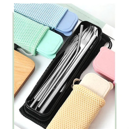 Portable 7 pcs Stainless Steel Cutlery Set