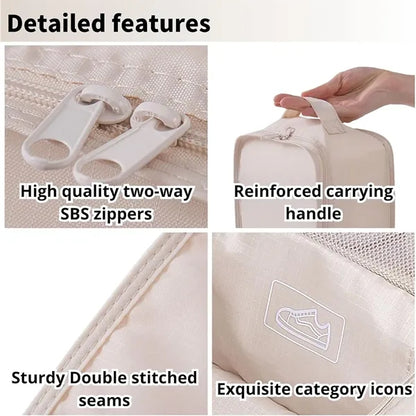 Portable three-layer shoe storage bag