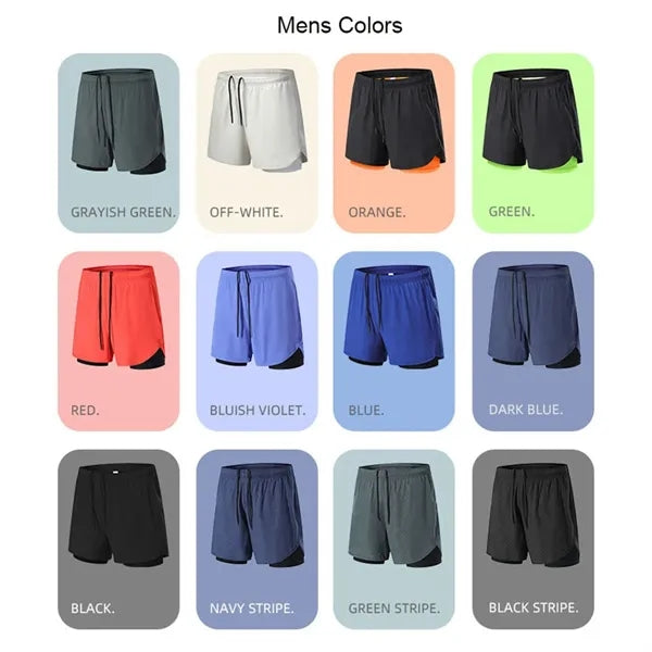 Unisex Quick Drying Double Layer Running Shorts Gym Bottoms