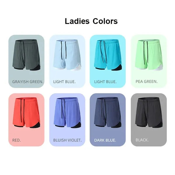 Unisex Quick Drying Double Layer Running Shorts Gym Bottoms