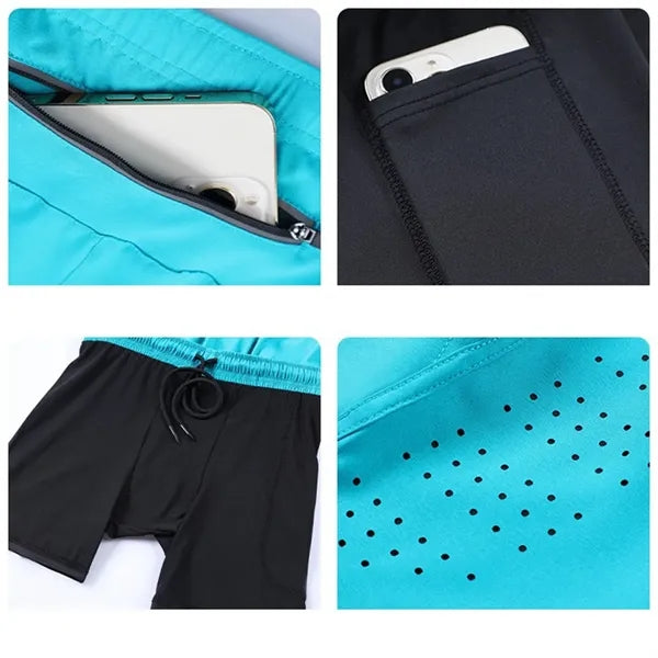 Unisex Quick Drying Double Layer Running Shorts Gym Bottoms