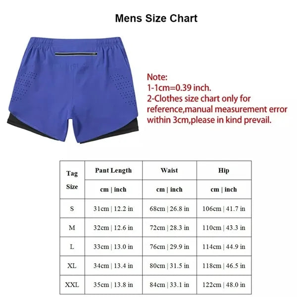 Unisex Quick Drying Double Layer Running Shorts Gym Bottoms