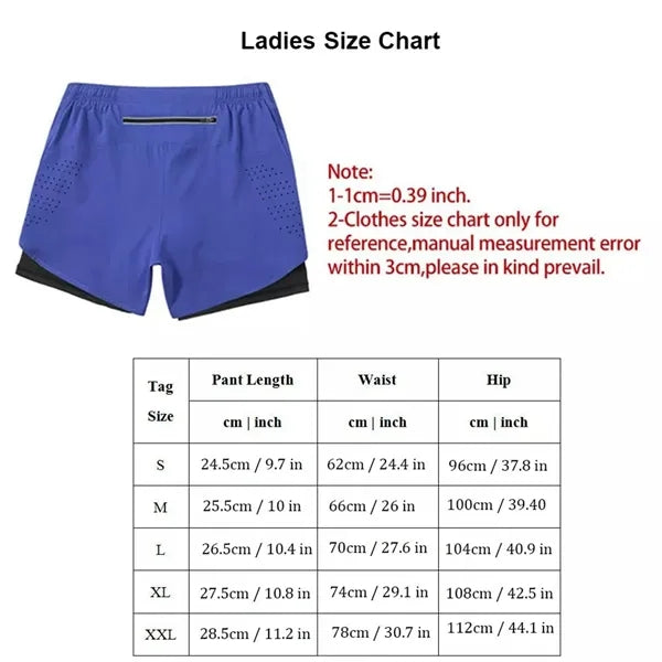 Unisex Quick Drying Double Layer Running Shorts Gym Bottoms