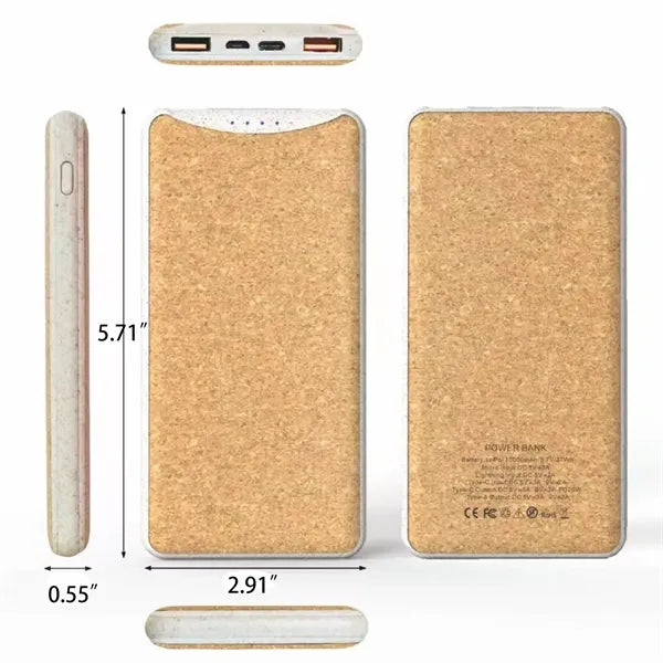 Eco Friendly 10000mAh Power Bank Cork Exterior Portable