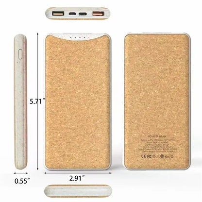 Eco Friendly 10000mAh Power Bank Cork Exterior Portable