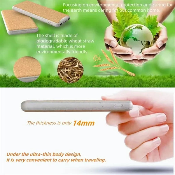 Eco Friendly 10000mAh Power Bank Cork Exterior Portable