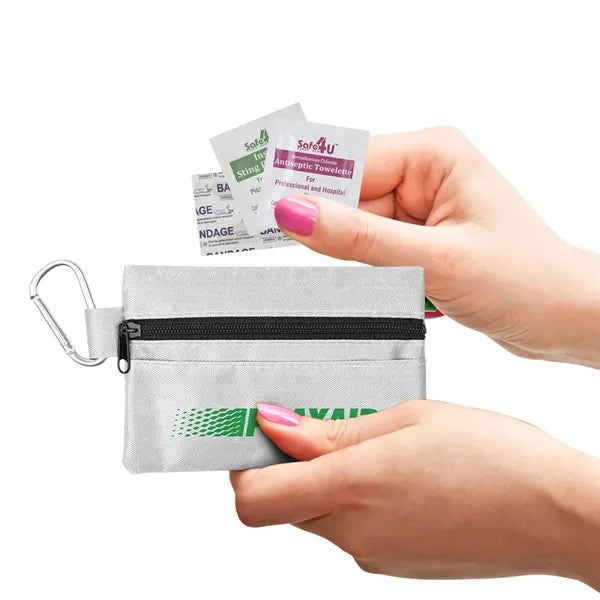 14pc First Aid Kit in Soft Zipper Pouch with Carabiner