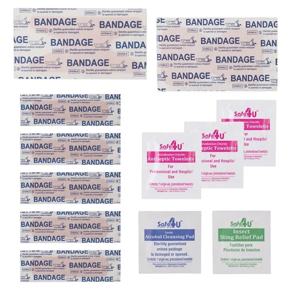 14pc First Aid Kit in Soft Zipper Pouch with Carabiner